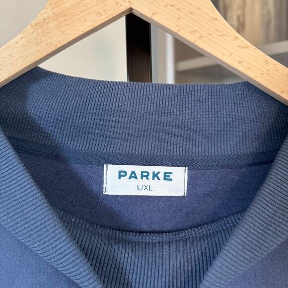 Parke Logo Mockneck Sweatshirt NEW Blue White Varsity Pullover Size Large XL - Picture 4 of 6